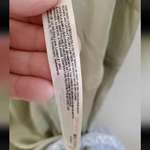 Free People Olive Green Satin Lace Trim Slip Chemise - Picture 9 of 9